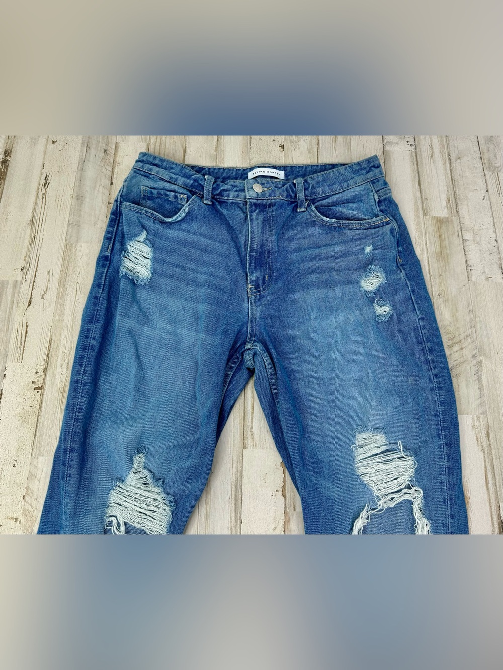 Flying Monkey Jeans Womens 32x26 Blue Medium Wash Mid Rise Distressed - Picture 2 of 11
